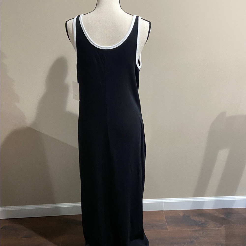a. new day Black With White Trim Maxi Dress Size Large NWT - Picture 7 of 7